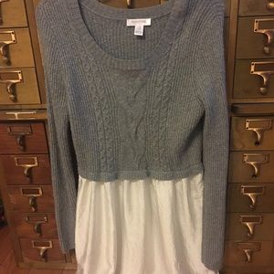 Gray maternity sweater with silky bottom